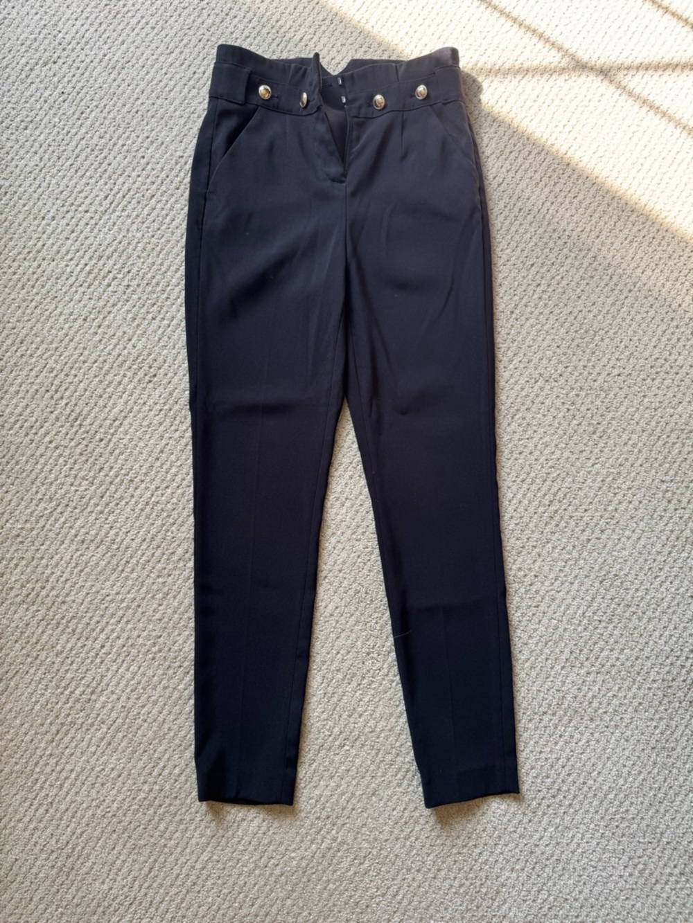White House Black Market Black Ankle Pants with Gold Buttons